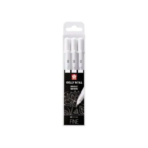 Żelopisy białe Sakura Gelly Roll Basic White 05 (0,3mm) – zestaw 3 sztuk