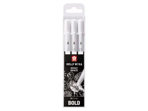 Żelopisy białe Sakura Gelly Roll Basic White 10 (0,5mm) – zestaw 3 sztuk