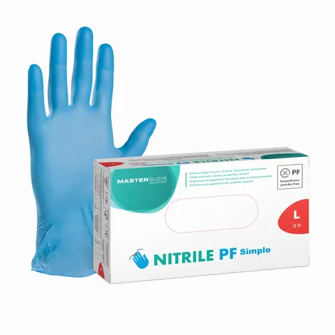 Masterglove Niebieskie L Rękawiczki Nikrylowe 100 szt