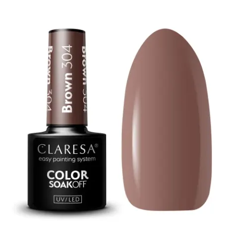 CLARESA BROWN 304 LAKIER HYBRYDOWY HYBRYDA BRĄZ 5 ml