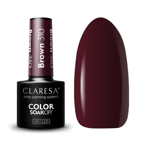 CLARESA BROWN 310 LAKIER HYBRYDOWY HYBRYDA CIEMNE BORDO 5 ml