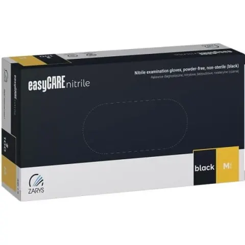 Rękawiczki nitrylowe BEZPUDROWE diagnostyczne EASYCARE CZARNE r.M 100 szt.