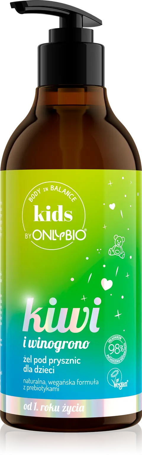 ONLYBIO Żel pod prysznic dla dzieci o zapachu kiwi i winogrona 400ml
