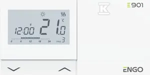 Regulator temperatury przewodowy ENGO E901 bateryjny programowalny tygodniowy natynkowy biały