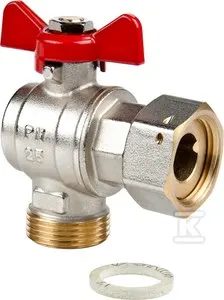 Kurek kulowy kątowy SPIN z obrotową nakrętką DN20-PN25 3/4" o