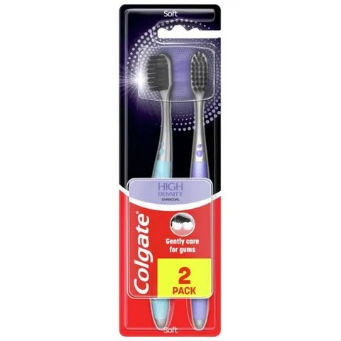 COLGATE HIGH DENSITY CHARCOAL Szczoteczka do zębów SOFT, 2 szt