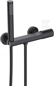 Bateria natryskowa DECOR BLACK ścienna z akcesoriami