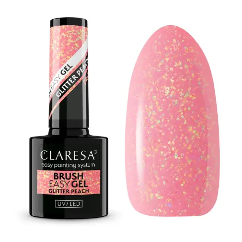 Claresa Żel w Butelce Brush Easy Glitter Peach 5g