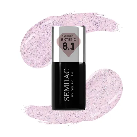Semilac 806 Smart Extend Glitter Delicate Pink Lakier Hybrydowy 7ml