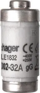 Wkladka bezpiecznikowa 32A D02 gG 400VAC, LE1832 - Hager