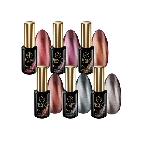 Boska Nails Zestaw Viral Cat Eye Lakiery Hybrydowe x6