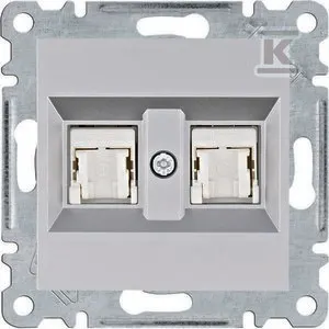 Gniazdo komputerowe podwójne RJ45, srebrny, WL2122- Lumina