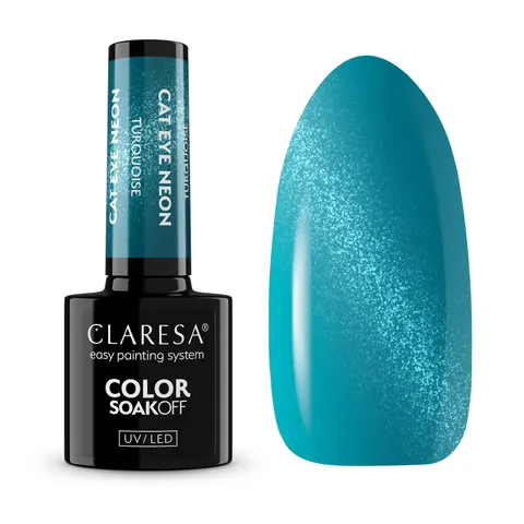 Claresa Cat Eye Neon Turquoise Lakier Hybrydowy 5g