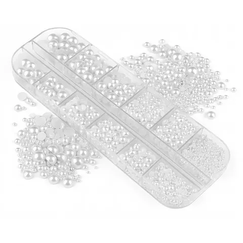 Clavier Ozdoba do Paznokci 3D Perełki Białe 12 wielkości
