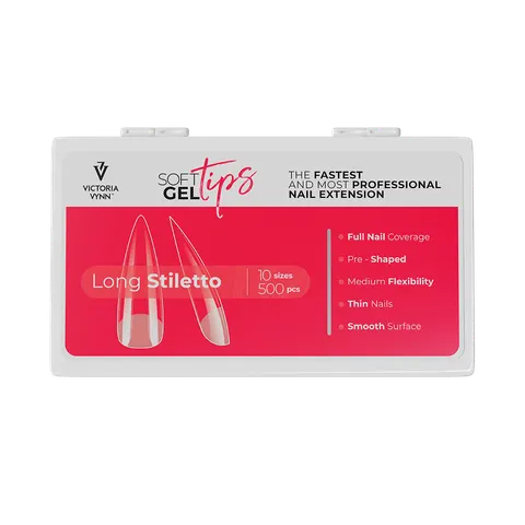 Victoria Vynn Tipsy Soft Gel Tips Long Stiletto 500 szt