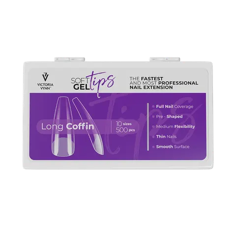 Victoria Vynn Tipsy Soft Gel Tips Long Coffin 500 szt