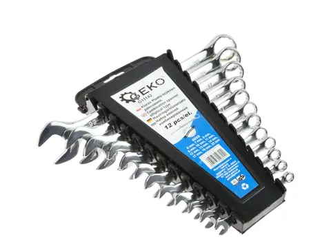 Klucze płasko oczkowe 6-22mm 12szt polerowane Geko