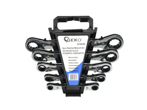 Klucze oczkowe z grzechotką 6-22mm 5el Geko