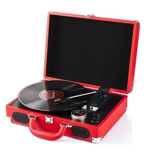 CZERWONY gramofon w walizce