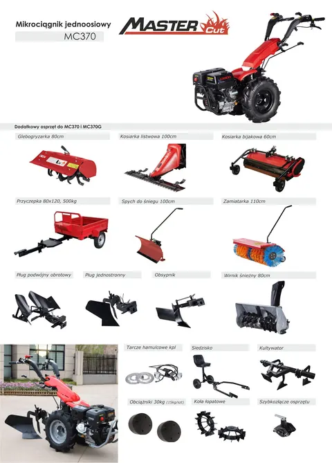 Traktor jednoosiowy MASTERCUT MC370 z glebogryzarką 80cm