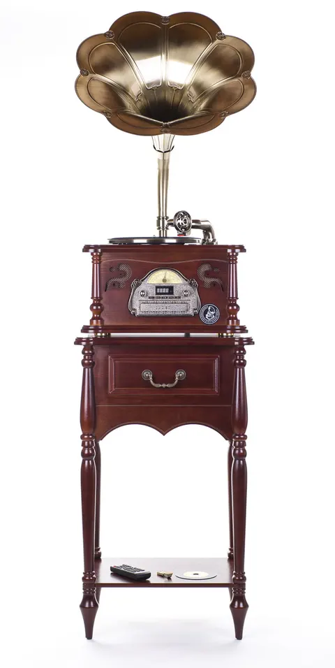 Drewniany gramofon RETRO radio Bluetooth ze stolikiem COFFEE OUTLET