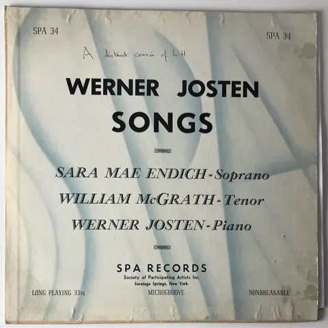 Endich, McGrath, Josten - Songs LP SPA34 Good