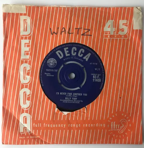Billy Fury I'd Never Find Another You/Sleepless Nights SP 45F11409 Fair