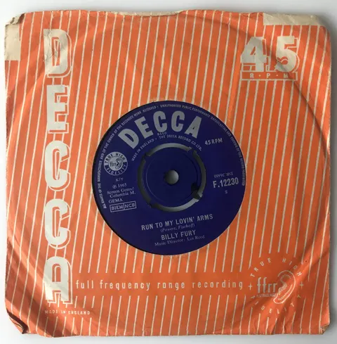 Billy Fury Run To My Lovin' Arms SP F12230 Fair