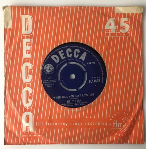 Billy Fury When Will You Say I Love You SP F11655 Fair