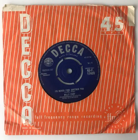 Billy Fury I'd Never Find Another You/Sleepless Nights SP 45F11409 Good
