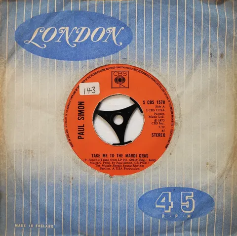 Paul Simon: Take Me To The Mardi Gras SP CBS1578 Poor