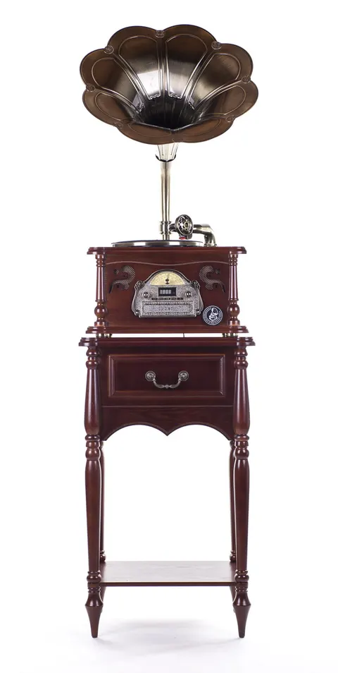 Drewniany gramofon RETRO radio CD Bluetooth ze stolikiem CHERRY