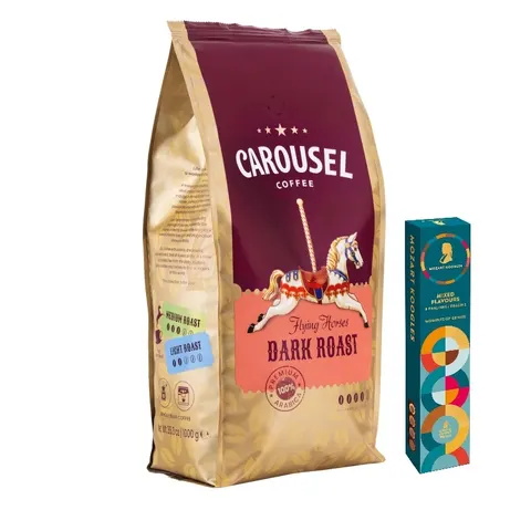 Carousel Coffee Flying Horses Dark Roast kawa ziarnista 1kg + Praliny Mozart