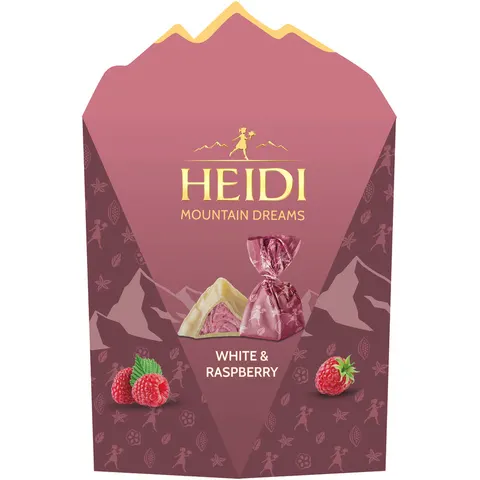 Heidi Praliny w Białej Czekoladzie z Nadzieniem Malinowym, 100g
