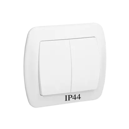 Łącznik schodowy podwójny bryzgoszczelny IP44 biały 10AX AW6/2B/11