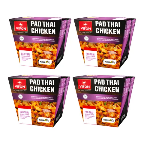 Danie Instant VIFON Pad Thai 4x85 g Makaron Pszenny Smak Kurczaka Lekko Pikantne Lunch Box