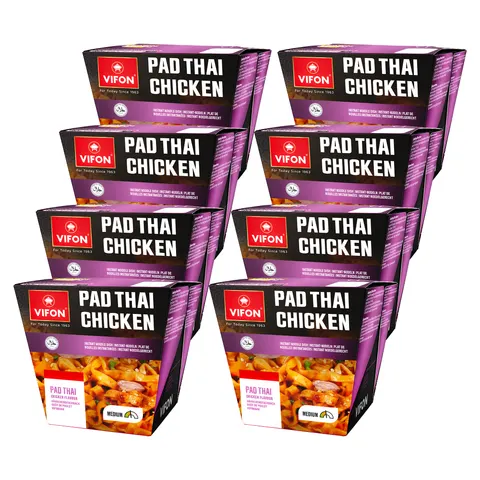Danie Instant VIFON Pad Thai 8x85 g Makaron Pszenny Smak Kurczaka Lekko Pikantne Lunch Box