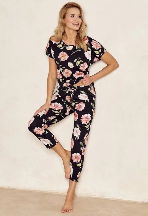 Piżama damska Taro Peony 3136 czarna