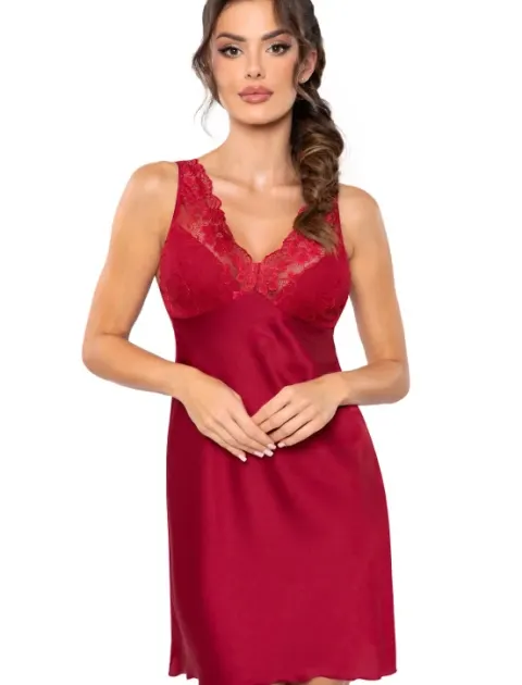 Koszulka nocna Donna Mari bordo satyna