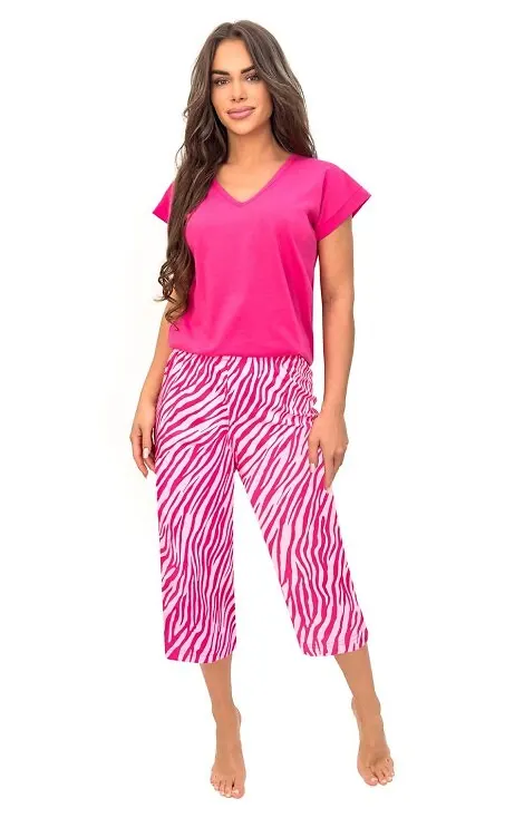 Piżama damska Donna Zebra 3/4 fuksja
