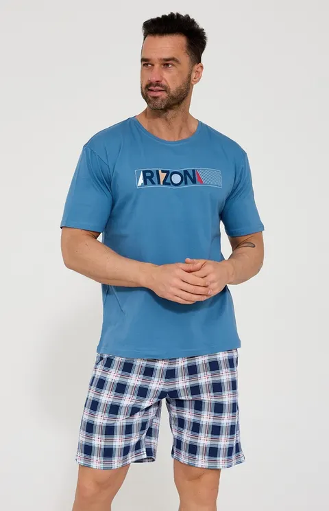 Piżama męska Cornette Arizona niebieska z krótki rękawem
