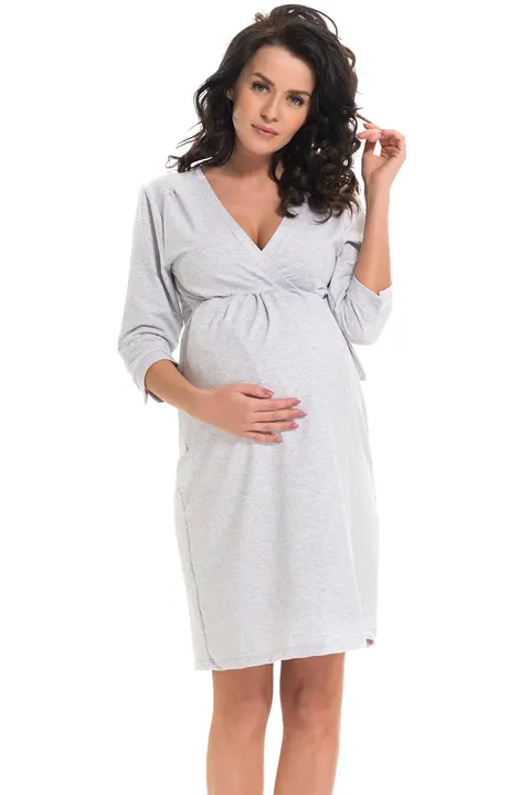 Szlafrok ciążowy Dn-nightwear SBL.9243 rękaw 3/4