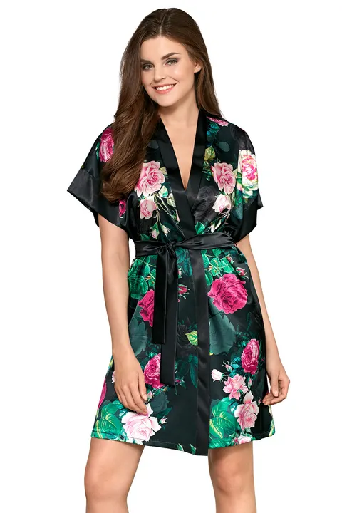 Elegancki szlafrok damski w kwiaty Babella Rose