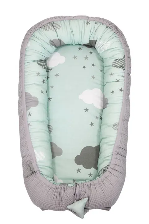 Kokon dla niemowlaka Cottonwaffel Grey & Minty Puffs