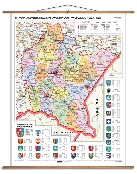 Ścienna mapa administracyjna województwa podkarpackiego
