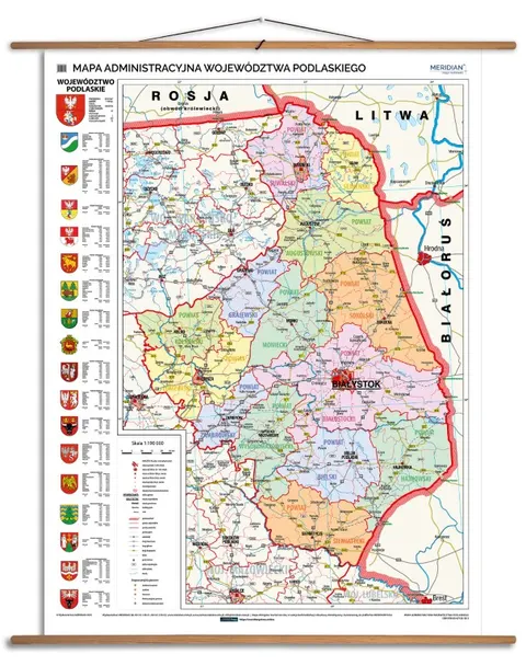 Ścienna mapa administracyjna województwa podlaskiego