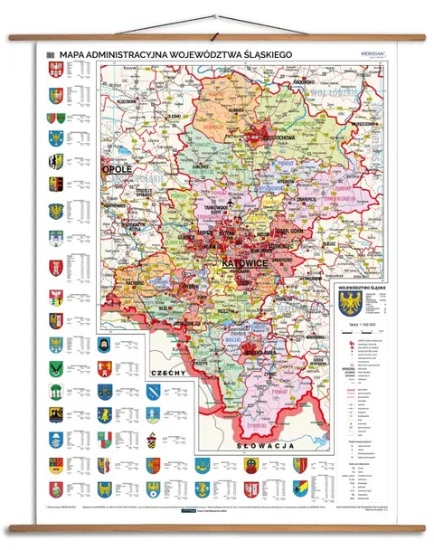 Ścienna mapa administracyjna województwa śląskiego