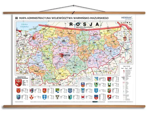 Ścienna mapa administracyjna województwa warmińsko-mazurskiego