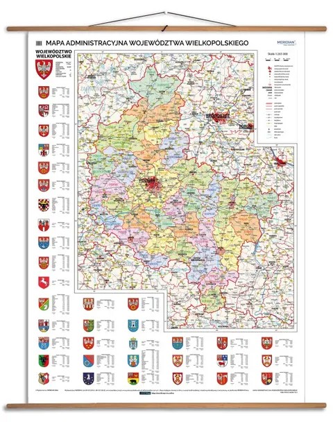 Ścienna mapa administracyjna województwa wielkopolskiego