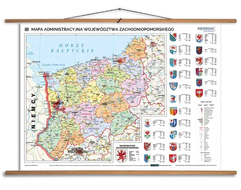 Ścienna mapa administracyjna województwa zachodniopomorskiego